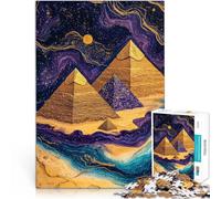 1000 Piece Puzzle For Adults Cosmic Golden Pyramids Desert Aura Art Quizspiel Geeignet für die Schreibtischdekoration38x26cm