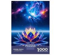 1000 Piece Puzzle for Adults, Cosmic Lotus Flower on Water Artwork, Mindfulness Activity, Seasonal Gift Choice, Durable Puzzle Pieces, 52x38cm/1000pcs