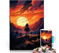 1000 Piece Puzzle For Adults Cowboy Sunset Ride Spielzeug-Intellektuelles Spiel Geeignet für die Schreibtischdekoration38x26cm