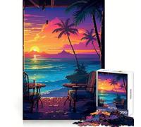 1000 Piece Puzzle For Adults Cozy Hawaii Pixel Art Neat Cut Decor Focus Game Gift Free Time Play Christmas Wall Decor (38x52cm)