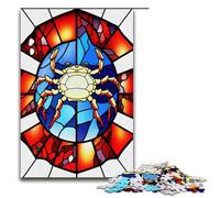 1000 Piece Puzzle for Adults Crab Stained Glass Style Jigsaw for Educational Game Challenge Toy Artwork Gift 75x50cm