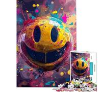 1000 Piece Puzzle For Adults Crazy Colorful Smile Face Jigsaws for Adults Hands-on Game Perfect Decoration Deal As Gifts for The Whole Family (Size 38x26cm)
