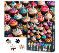 1000 Piece Puzzle for Adults - Cupcake Collection Jigsaw Puzzles, Vibrant Cake Artwork Adult Puzzles 1000 Pieces, Sweetness Design Art - 27.5x19.7 Inches