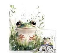 1000-piece Puzzle for Adults Cute Green Frog in Grass Puzzles for Teenagers Staycation Kill Time Help The Brain Exercise Unique Birthday And Gifts (50x75cm)