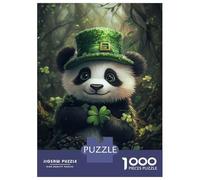 1000-piece Puzzle for Adults Cute Panda with Clover Hat-1 Puzzles for Adults Toy Wall Decor Home Decoration Unique Birthday And Xmas Gifts 38x26cm/1000pcs