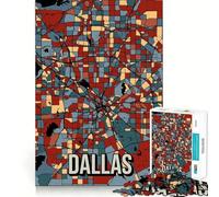 1000-piece Puzzle for Adults Dallas Earthtone City Map Premium Cut Fun Brain Boosting Play Chill Game Play Christmas Calm Gift (38x26cm)