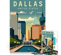 1000-piece Puzzle for Adults Dallas Texas United States Fine Joint Fun Smart Challenge Fun Quiet Game Time Birthday Hobby Gift (38x26cm)