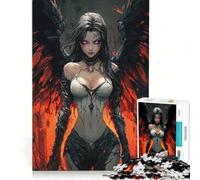 1000 Piece Puzzle For Adults Dark Angel with Crimson Wings, Brain Teaser Game, Interesting Stress Reduction, Every Piece Is Unique 38x52cm