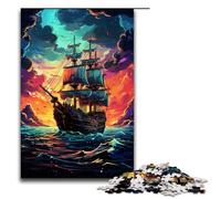 1000 Piece Puzzle For Adults Dark Pirate Ship by SplattersLots of Thick Coloured Game Puzzles for Is Ideal As A Gift for The Whole Family 75x50cm