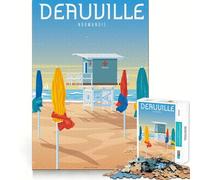 1000-piece Puzzle for Adults Deauville The Beach Print Fine Joint Fun Smart Challenge Fun Quiet Game Time Birthday Hobby Gift (38x26cm)