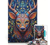 1000 Piece Puzzle For Adults Deer Head Huichol Art, Brain Teaser Game, Interesting Stress Reduction, Every Piece Is Unique 50x75cm