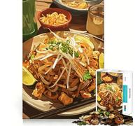 1000 Piece Puzzle For Adults Delicious Pad Thai Illustration Neat Edge Decor Brain Activity Fun Easy Time Fun Birthday Mind Gift (38x26cm)