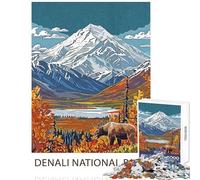 1000-piece Puzzle for Adults Denali National Park Poster Enjoyable Group Leisure Activity Special Festive Holiday Surprise Gifts (50X75cm)