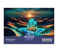 1000-piece Puzzle for Adults Desert Oasis with Neon Lights Jigsaw for Adults Anti-Stress Toys Difficult Challenge Unique Birthday And Xmas Gifts 70x50cm/1000pcs