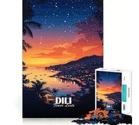 1000 Piece Puzzle For Adults Dili, Timor Leste at Sunset Smooth Joint Fun Logic Puzzle Play Casual Game Time Xmas Scene Art (38x26cm)