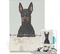1000-piece Puzzle for Adults Doberman Pinscher Behind Fence Family Game Pattern Assembly Unique Gifts for Birthday And Christmas 50x75cm