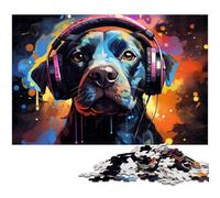 1000 Piece Puzzle for Adults Dog Listening to Music Jigsaw Puzzles Paper Jigsaw Learning Educational Toy 1000 PCS(38x26cm)