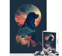 1000-piece Puzzle for Adults Dog Silhouette Galaxy Puzzles for Teenagers Staycation Kill Time Help The Brain Exercise Unique Birthday And Gifts (38x52cm)