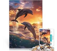 1000 Piece Puzzle For Adults Dolphin Sunset Dance Dekomprimierendes intellektuelles Lernspielzeug Perfekte Dekoration38x26cm