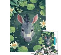 1000 Piece Puzzle For Adults Donkey in A Pond with Waterlilies for Educational Game Toy Intellectual Game Gifts Birthday Difficult Challenge (Size 38x26cm)