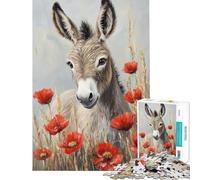 1000-piece Puzzle for Adults Donkey in Poppies Puzzles for Teenagers Staycation Kill Time Help The Brain Exercise Unique Birthday And Gifts (Size 38x52cm)