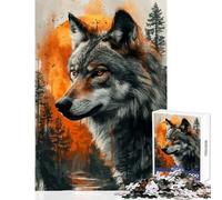 1000 Piece Puzzle For Adults Double Exposure Wolf Home Decoration Toys Secret Santa Gifts Practical Game Train Your Brain And Hands Size 50x75cm
