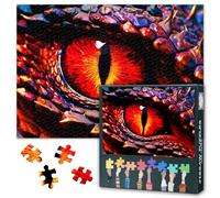 1000 Piece Puzzle for Adults Dragon Eye in Red Colors Collage Puzzles Red Magma Eyes Jigsaw Puzzles Family Challenging Puzzle for Dragon Lover Gifts 50x70 cm
