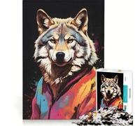 1000-piece Puzzle for Adults Dressed Wolf Pop Art, Impossible Game, Staycation Kill Time, Gifts for Friends And Family 38x26cm