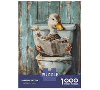 1000-piece Puzzle for Adults Duck Reading Newspaper in Toilet Teenager Puzzles Anti-Stress Toys Difficult Challenge Fun Activities at Home 70x50cm/1000pcs