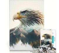 1000-piece Puzzle for Adults Eagle Double Exposure, Family Game, Decompressing Intellectual, Improving Love between Couples 50x75cm