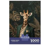 1000 Piece Puzzle for Adults, Elegant Giraffe Botanical Artwork, Challenging Brain Teaser, Winter Indoor Entertainment, Premium Puzzle Pieces, 38x26cm/1000pcs