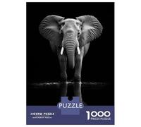 1000 Piece Puzzle for Adults, Elephant in Water Black And White Photo Artwork, Relaxing Puzzle Experience, Festive Season Fun, Pieces, 70x50cm/1000pcs