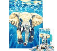 1000 Piece Puzzle For Adults Elephant Swimming Underwater with Bubbles Help The Brain Exercise Presents for Women Educational Toy for 14+ Puzzle Game Offered (38x52cm)