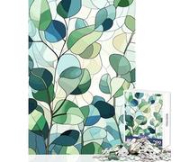 1000-piece Puzzle for Adults Eucalyptus Leaves Stained Glass Style Puzzles for Teenagers Staycation Kill Time Help The Brain Exercise Unique Birthday And Gifts (38x52cm)