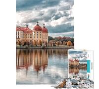 1000 Piece Puzzle For Adults Fairytale Castle Moritzburg, Dresden, Germany Jigsaws for Adults Hands-on Game Perfect Decoration Deal As Gifts for The Whole Family (Size 38x26cm)