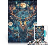 1000-piece puzzle for adults fantasy art deer Made of wood,for age 14+ Puzzle game Offered as gifts for the whole family。size:50x75cm/14.96x20.47inch