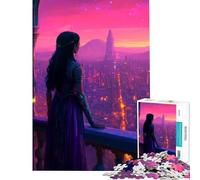1000 Piece Puzzle For Adults Fantasy Cityscape at Sunset for Educational Game Challenge Toy for Educational Game A Work of Art Great Gifts for Games (Size 38x52cm)