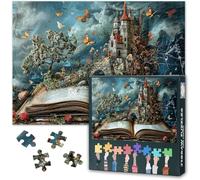 1000 Piece Puzzle for Adults - Fantasy World in Book with Flowers, Butterflies & Castles, Landscape Challenge as a Sophisticated Puzzle Game 50 x 70 cm