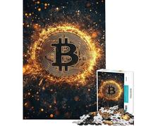 1000-piece Puzzle for Adults Fiery Bitcoin Logo Puzzles for Teenagers Staycation Kill Time Help The Brain Exercise Unique Birthday And Gifts (Size 50x75cm)