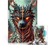 1000 Piece Puzzle For Adults Fiery Dragon Portrait for Educational Game Challenge Toy is ideal as a gift for the whole family 26x38cm
