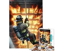 1000 Piece Puzzle For Adults Firefighter Rappelling Burning Building Jigsaws for Adults Hands-on Game Perfect Decoration Deal As Gifts for The Whole Family (Size 75x50cm)