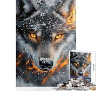 1000-piece Puzzle for Adults Flame & Frost Wolf Enjoyable Group Leisure Activity Special Festive Holiday Surprise Gifts (50X75cm)