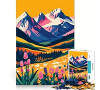 1000-piece Puzzle for Adults Flora Mountain Landscape Minimalist Art Premium Cut Fun Brain Boosting Play Chill Game Play Christmas Calm Gift (50x75cm)