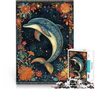 1000 Piece Puzzle For Adults “flower dolphin” Made of cardboard，for age 14+ Brainteaser It is ideal as a gift for the whole family。size：26x38cm/10.24x14.96inch