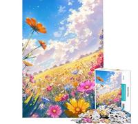1000-piece Puzzle for Adults Flower Fields Sunny Day Help The Brain Exercise Difficult Challenge Relaxing Games for 14+ Puzzle Game Offered (50x75cm)