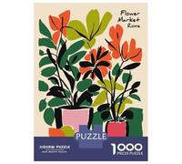 1000 Piece Puzzle for Adults, Flower Market Rome Illustration Artwork, Creative Leisure Activity, Idea, Precision Cut Pieces, 52x38cm/1000pcs