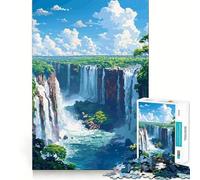 1000-piece Puzzle for Adults Forest Waterfall Pixel Art Fine Joint Fun Smart Challenge Fun Quiet Game Time Birthday Hobby Gift (50x75cm)