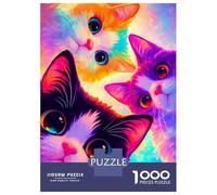 1000 Piece Puzzle for Adults, Four Colorful Cartoon Cats Artwork, Relaxing Puzzle Experience, Festive Season Fun, Pieces, 70x50cm/1000pcs