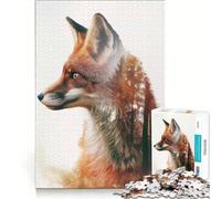 1000 Piece Puzzle For Adults Fox Double Exposure Nature, Educational Games, Improve Memory, Unique Birthday And Xmas Gifts 38X52CM