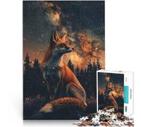 1000 Piece Puzzle For Adults Fox In Forest With Meteor Denksportaufgabe für Wanddekoration Einzigartige Geburtstags- und Weihnachtsgeschenke75x50cm